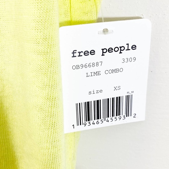 Free People T-Shirt XS Wipeout Neon Green Graphic Short Sleeve Catch Waves NWT - Picture 7 of 9